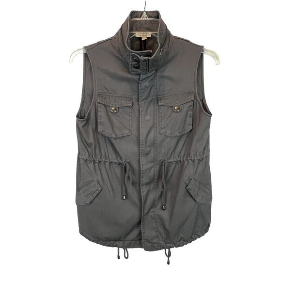 Pleione Anthropologie Cargo Vest Size S NWOT Gray Cinched Waist Military Style - Picture 2 of 12